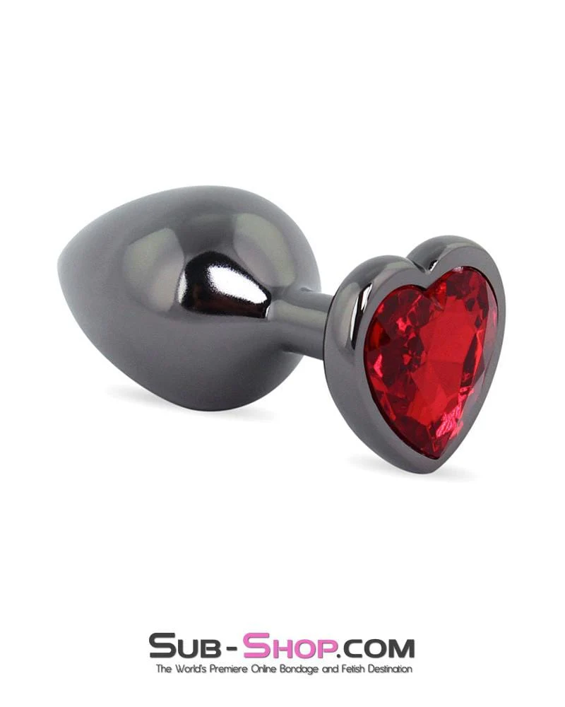4728M Heart Jeweled Stainless Steel Butt Plug, Small Black Chrome 🔥 FINAL CLEARANCE – Last Chance!
