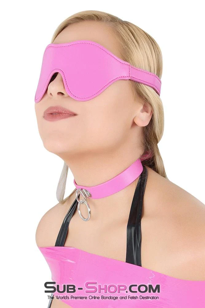 4767RS Hot Pink Bondage Blinders Velcro Strap Blindfold - Image 5
