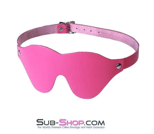 3406A Hot Pink Leather Bondage Mask Blindfold - Image 3