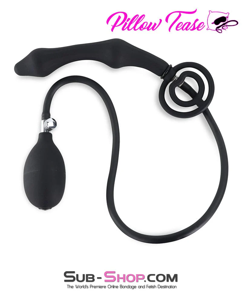 6953DL Inflatable Rubber Double Ball Anal Plug with Removable Pump Hose - Image 3