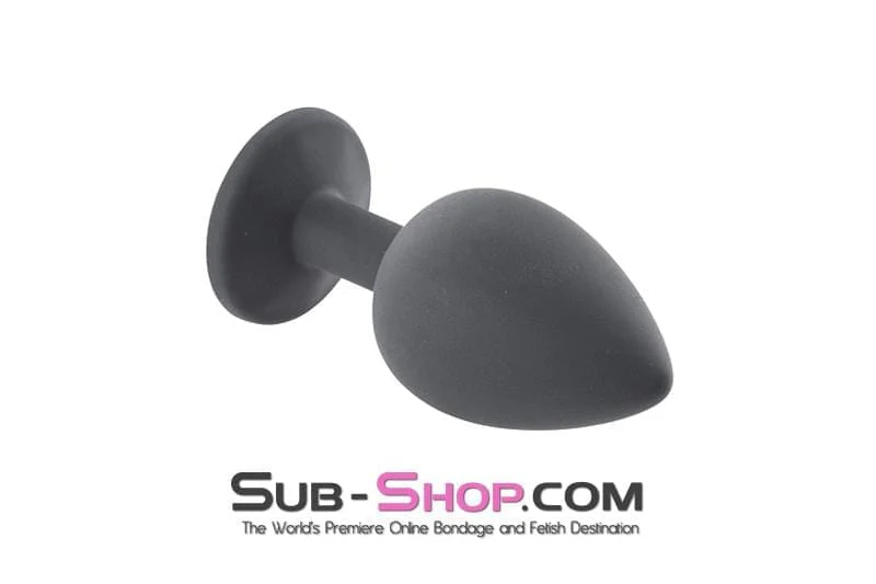 2796M      Large Black Silicone Anal Plug with Sapphire Crystal 🔥 FINAL CLEARANCE – Last Chance! - Image 3