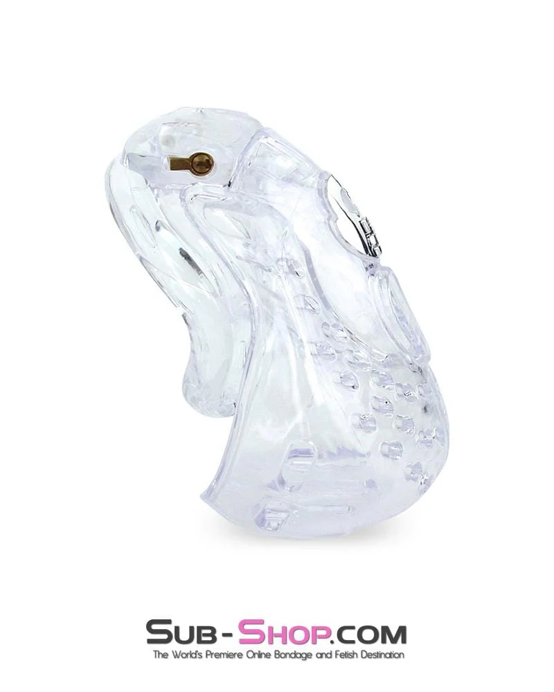 6964AE Large Dungeon Cage Clear High Security Full Coverage Male Chastity Device - Image 3