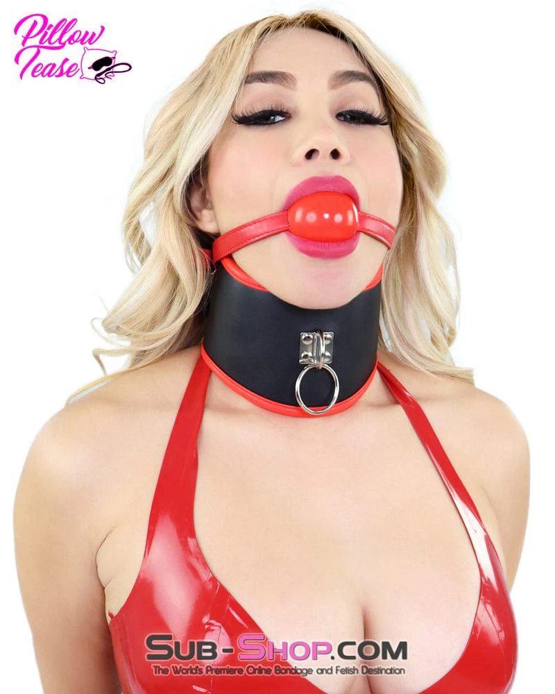 6886DL Large Red Rubber Ballgag on Red Strap