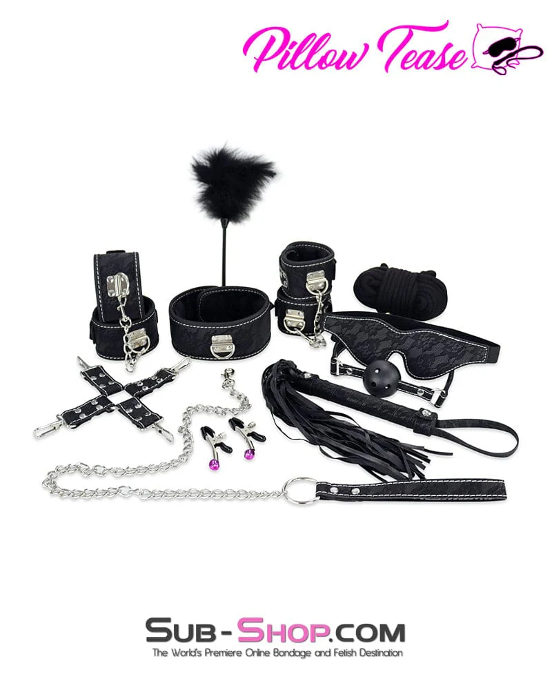 8928DL      Leatherette and Lace 10 Piece Complete Bondage Kit - Image 2