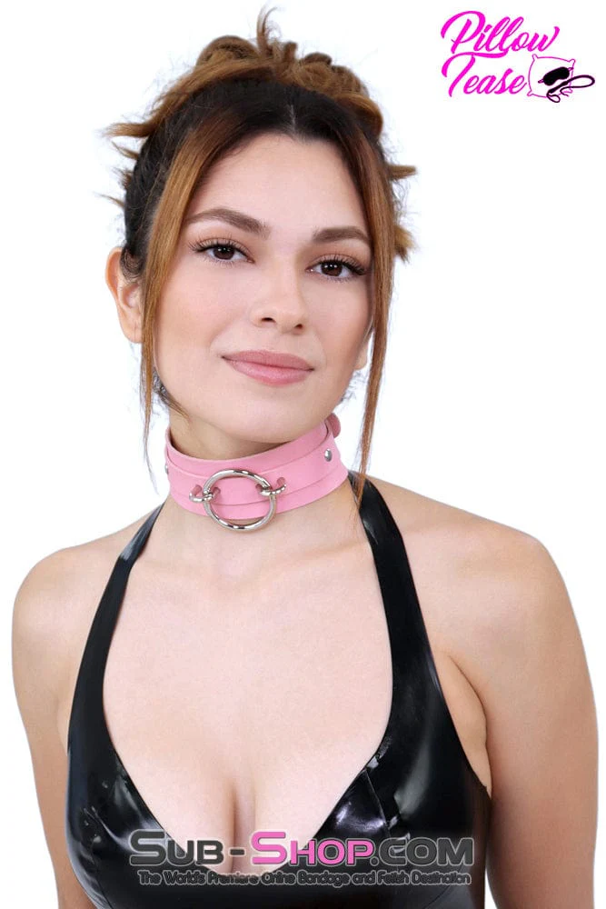 9722DL Light Pink Thin Single Ring Bondage Fashion Collar - Image 4