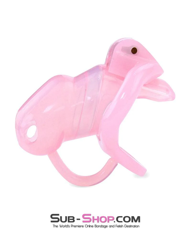 1359AR      Little Sissy Cock Blocker Silicone Locking Male Chastity with Ball Divider - Image 3
