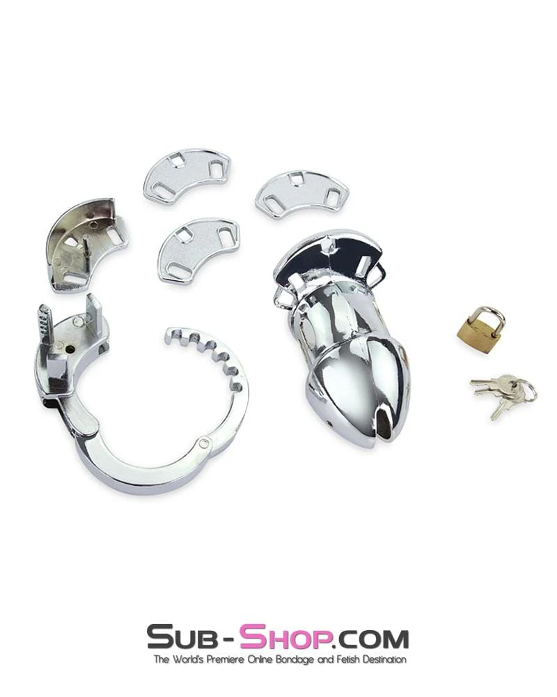 7889M      Locked Away Steel Locking Chastity With 3 Length Spacers and 5 Cock Cuff Size Positions - Image 7