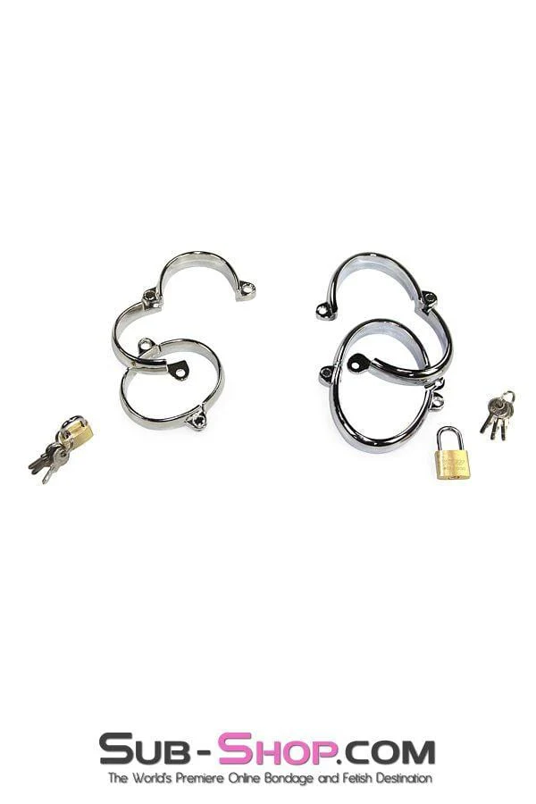 8723SM Locking Chrome Wide Bracelet Wrist Cuffs - Image 36