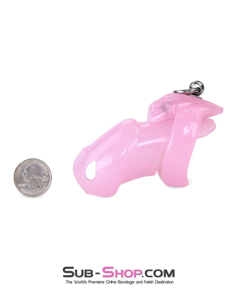 7141M Long Pink Cock Cage with Lead Ring and Medium Cock Cuff Ring - Image 12