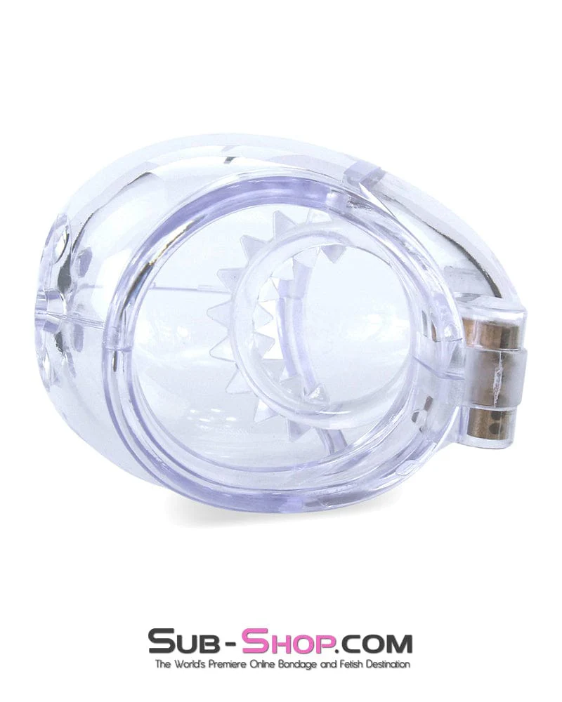 0741M Medium Egg Cock and Balls Chastity Cage with Spiked Anti Pull Off Ball Torture Ring - Image 3