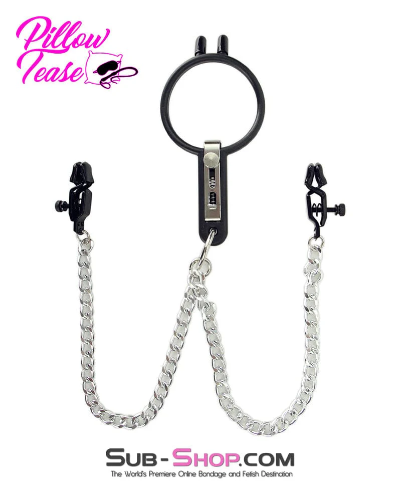 2702M Open Wide and Take It Mouth Spreader Gag with Nipple Clamps