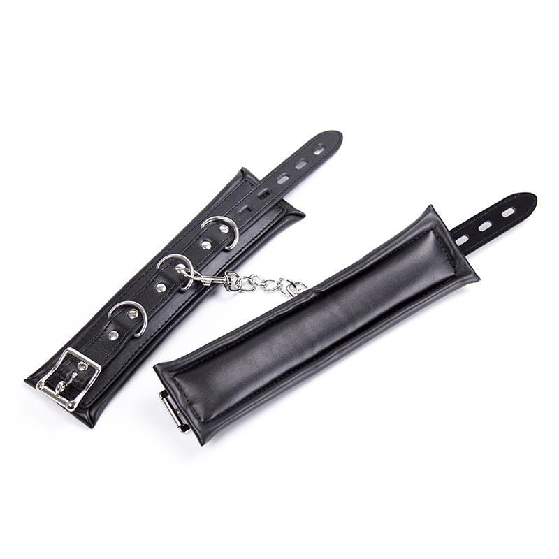 2476MQ Padded Lined Locking Black Wrist Cuffs - Image 2