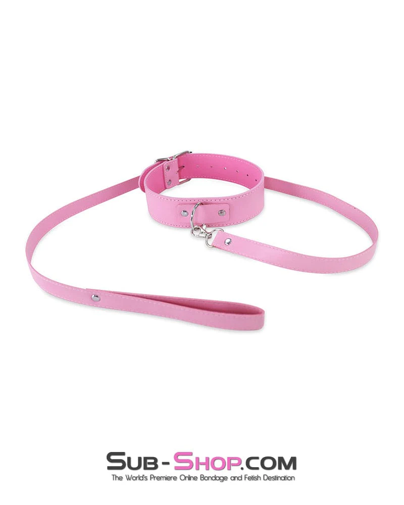 1104DL Petite Princess Slim Pink Bondage Collar and Leash Set