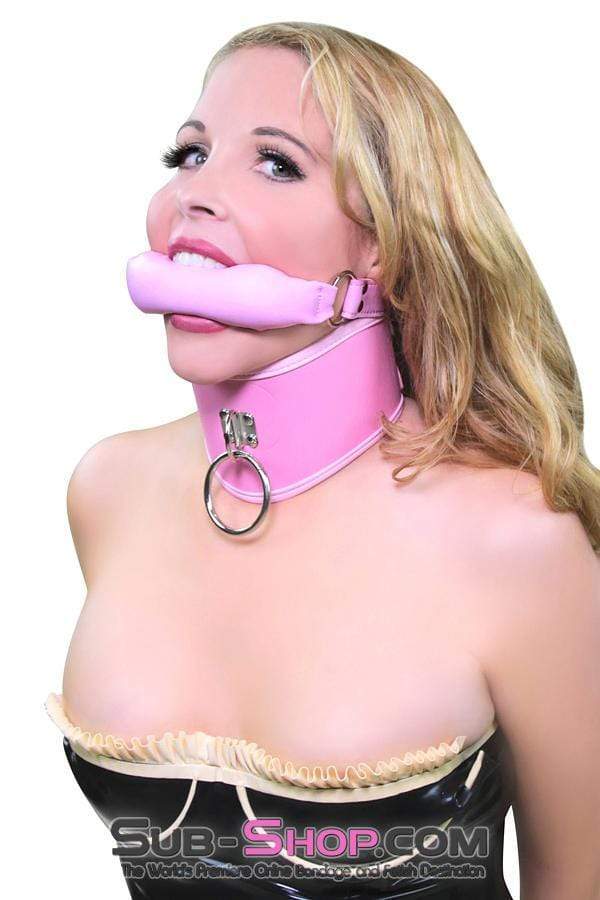 8976DL-SIS Pink Sissy Boi Crossdressing Pet Posture Collar with Female Top Leash Set - Image 4