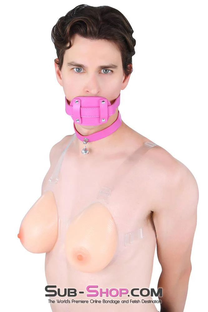 5709RS-SIS Pretty Sissy Bimbo Sissy Training Cock Sucker Hot Pink Locking Penis Gag - Image 11