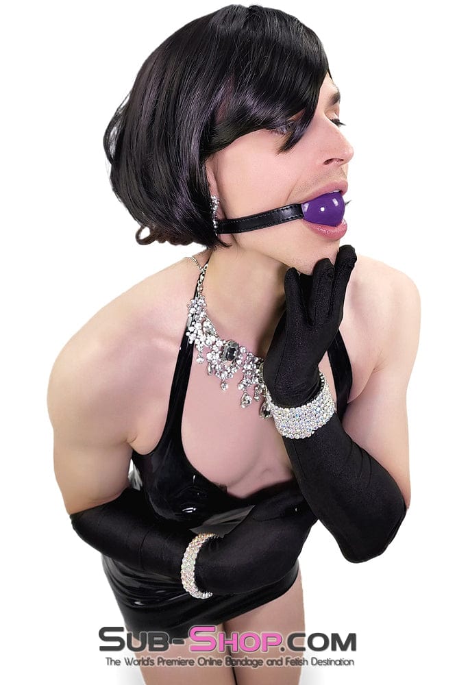 0833DL-SIS Purple Rubber Ballgag on Black Strap