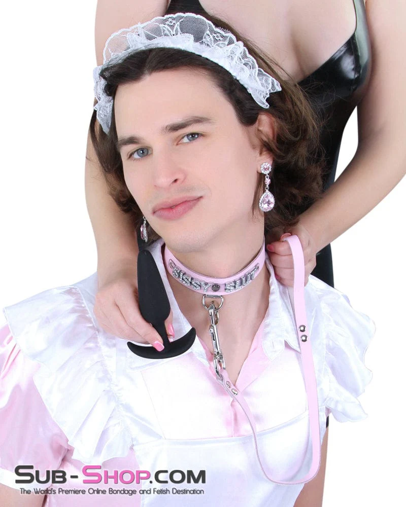 1674A-SIS Pretty Sissy Boi Princess Mistress Pink Leather Bondage Lead - Image 3