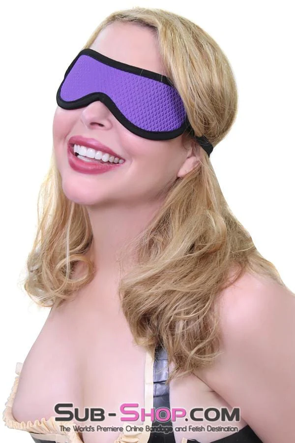 1497M-SIS Pretty Sissy Fetish Mistress Purple Quilted Love Mask Blindfold - Image 4