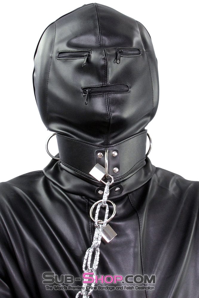 2286ZG-SIS      Pretty Sissy Gurl Sensory Deprivation Zippered Eyes and Mouth Hood BDSM Mistress for Hire with Ear Pads - Image 4