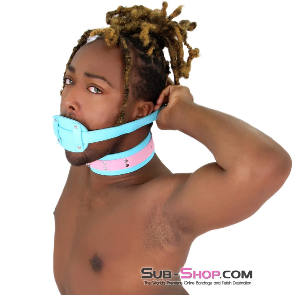 2739RS-SIS Pretty Sissy Slave Locking Sissy Chastity Rubber Penis Gag, Diamond Blue Strap - Image 12