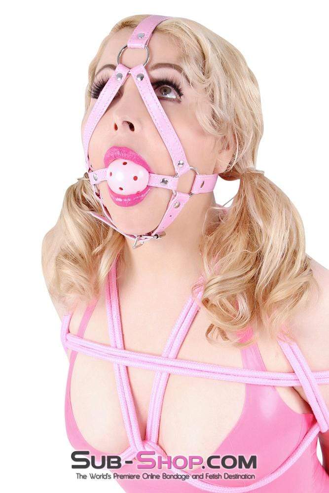 7109DL-SIS Pretty Sissy Slave Pink Domme Breather Ball Gag Trainer - Image 2