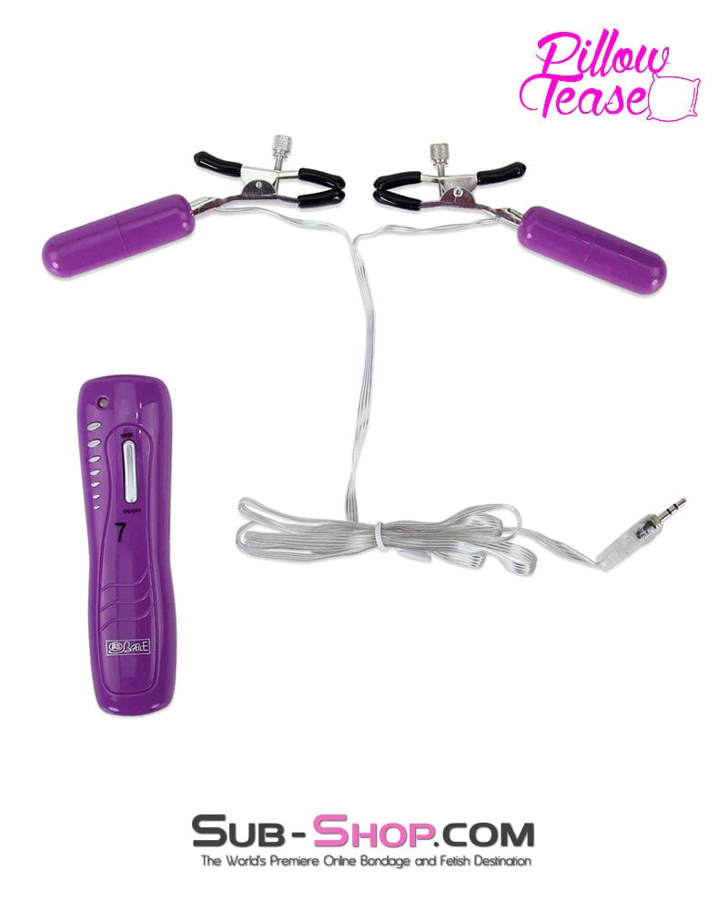 9007M-SIS Prissy Sissy Accessory 7 Sissy Mistress Function Vibrating Purple Nipple Clamps Set - Image 3