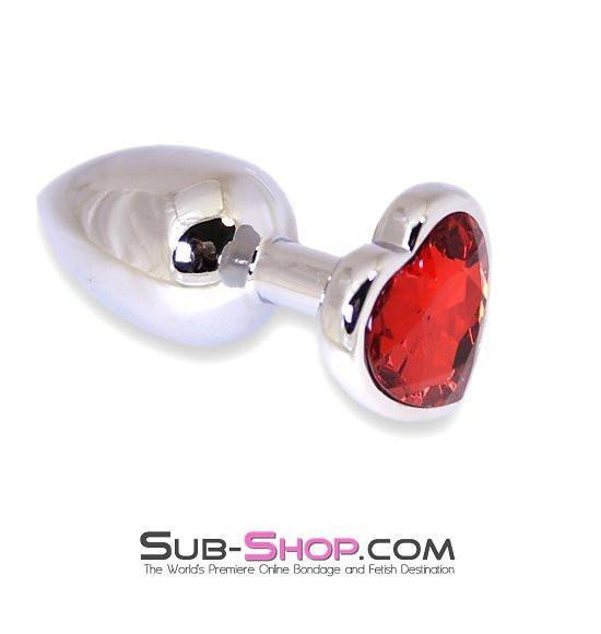 6912R Puppy Love Mini Steel Heart Shaped Ruby Crystal Anal Plug 🔥 FINAL CLEARANCE – Last Chance! - Image 2