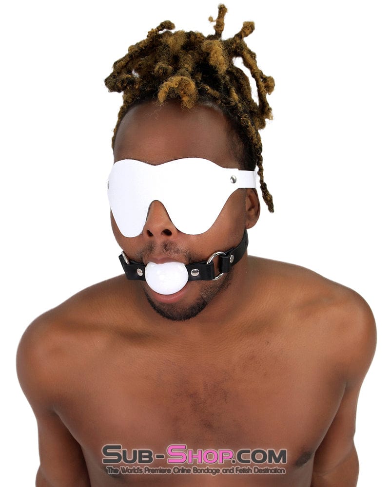 1453A-SIS Pure Pleasure White Leather Accessory Feminization Mistress Sissy Bondage Blindfold