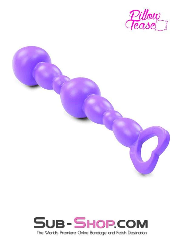 2340M      Purple Silicone Anal Bead String with Heart Pull Ring - LAST CHANCE - Final Closeout! - Image 4