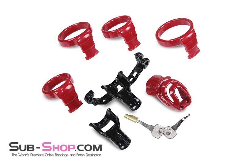 1559M      <b>BOGO!</b> Red Knight High Security Hinged Locking Male Chastity Device - Image 7
