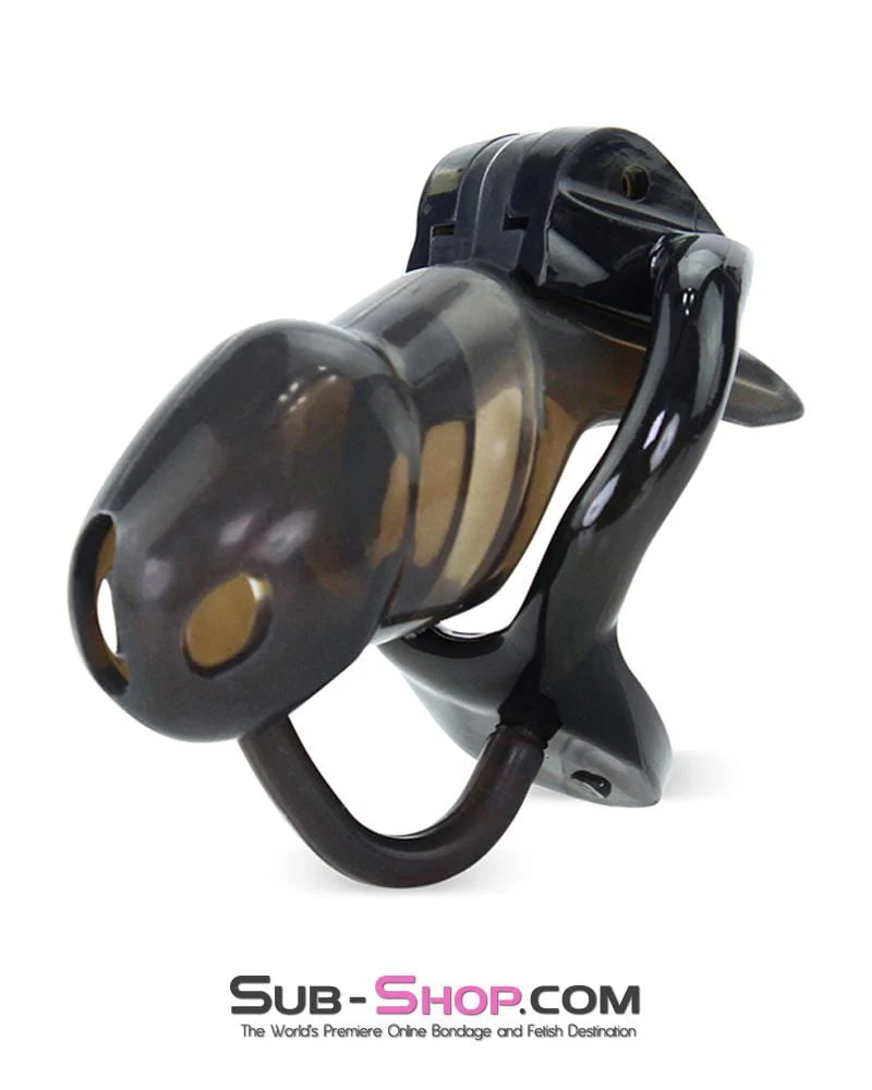 1348AR      Short Black Cock Blocker Silicone Locking Male Chastity with Ball Divider - Image 3