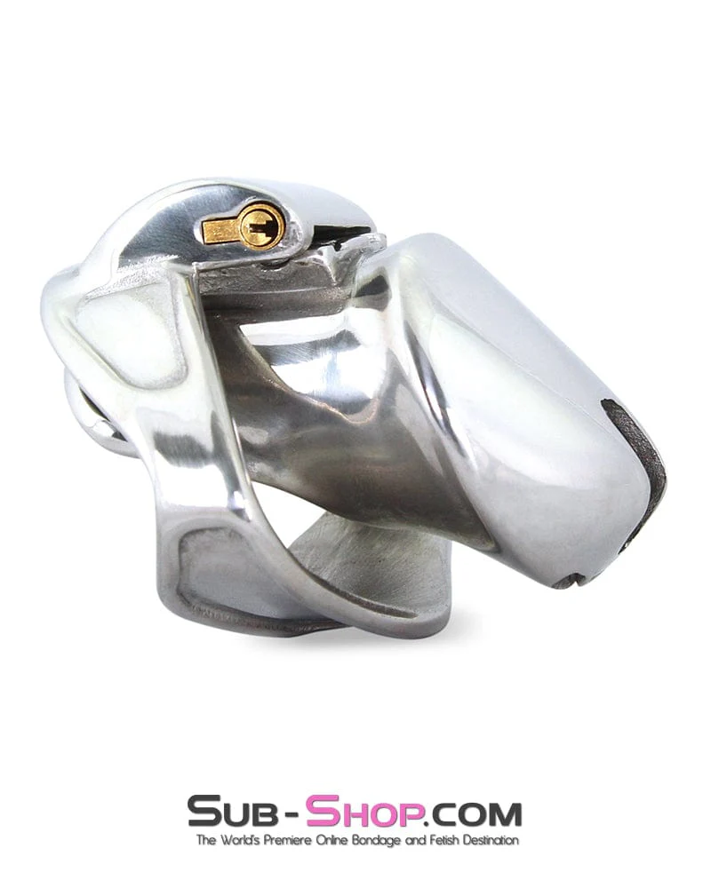 7227M Short Dick Steele High Security Chastity Cock Cage with Medium Cock Cuff
