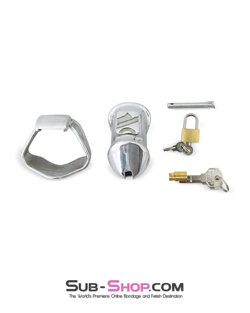 7227M Short Dick Steele High Security Chastity Cock Cage with Medium Cock Cuff - Image 7