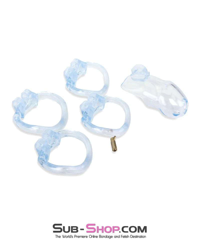 0398AE-SIS      Short Exposed in Chastity High Security Keyed Tumbler Locking Male Chastity with 4 Base Cock Ring Sizes - Image 12