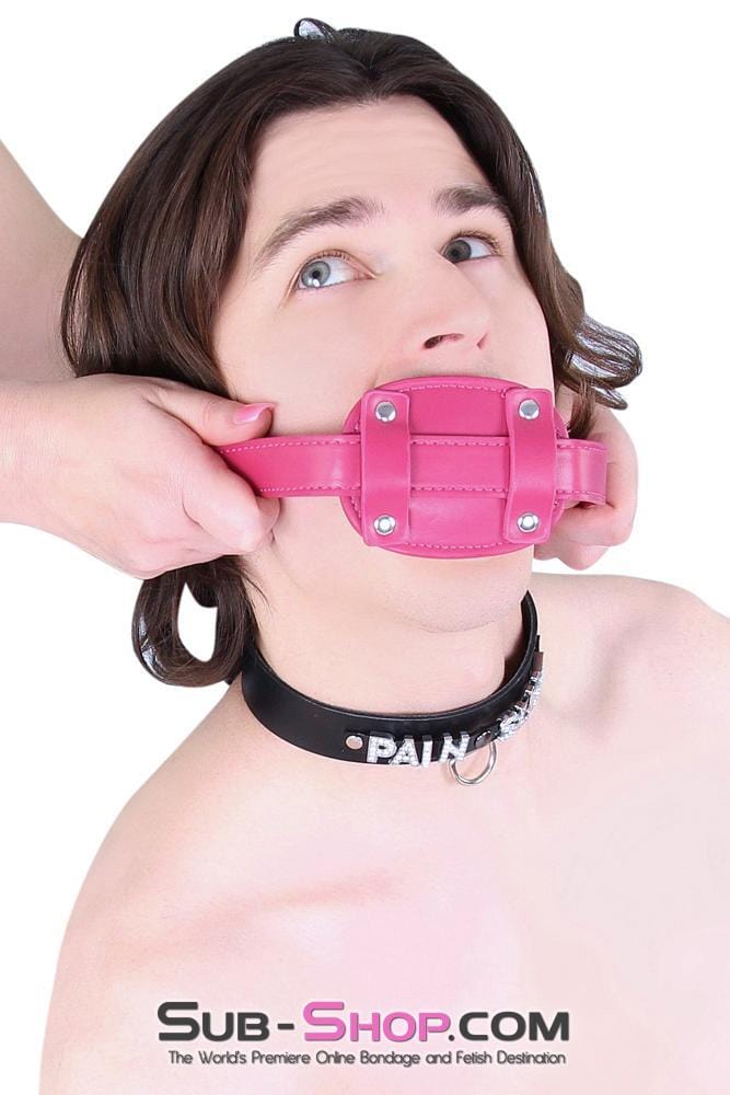 9054DL-SIS      Sissy Boi Deep Throat Sex Bomb Cross-Dressing Sissy Pink Locking 4" Long Rubber Penis Gag - Image 5