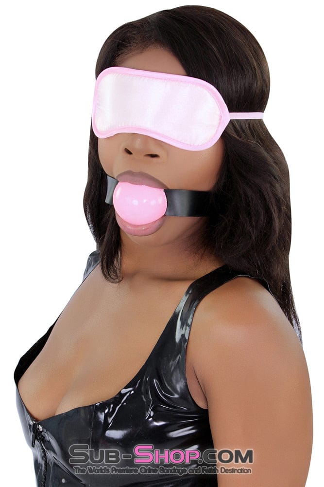 8923DL-SIS Sissy Bondage Female Domination Basic Accessory Pink Satin Blindfold - Image 21