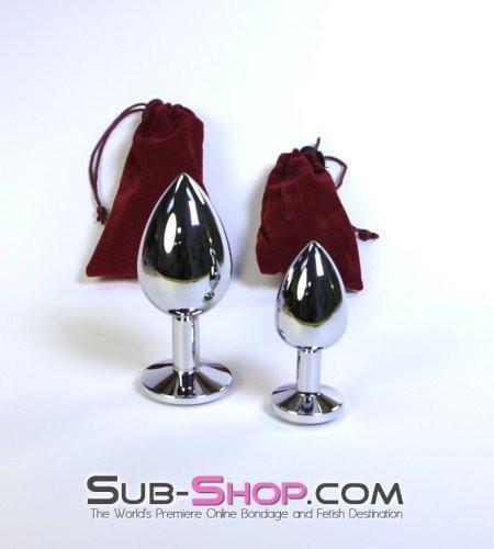 2309HS-SIS Sissy Boy Chromed Steel Crystal Anal Plug, Small Plug, Fuchsia Crystal - Image 3