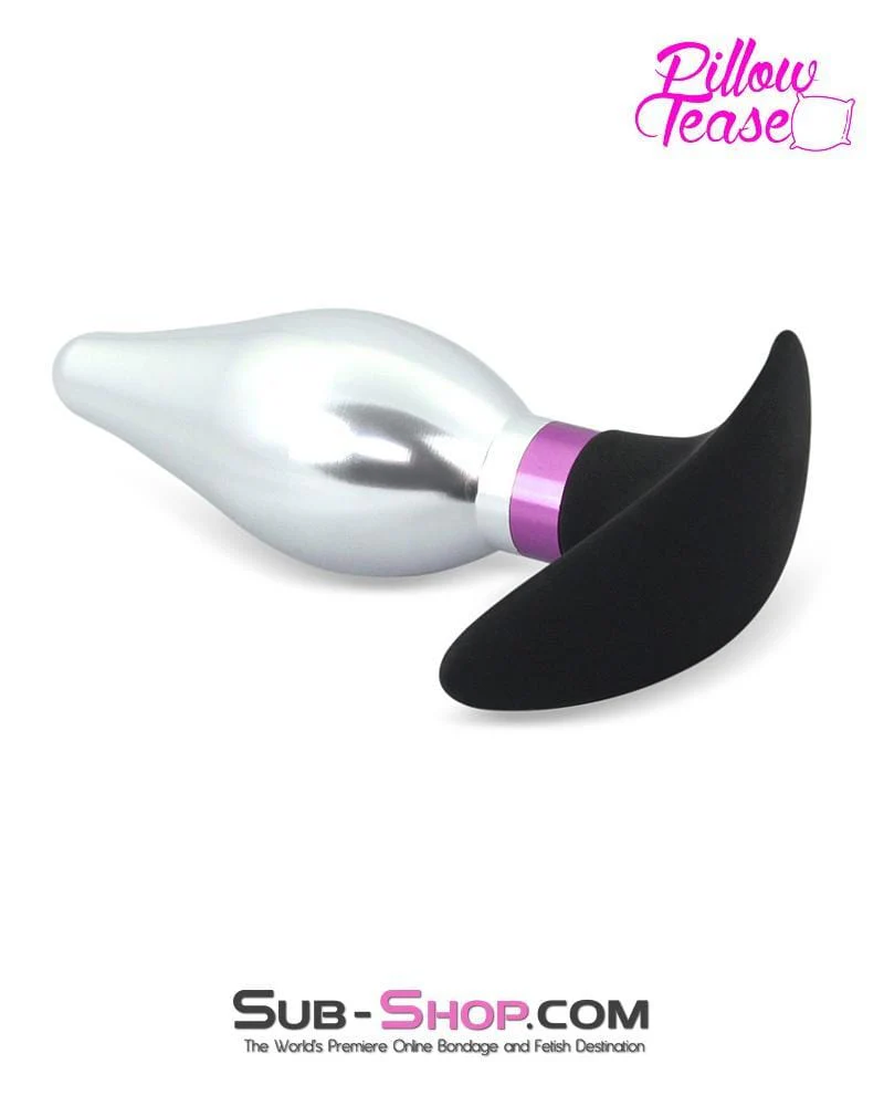 0382E-SIS      Sissy Dare Flare Purple and Polished Aluminum Butt Plug with Silicone Base - Image 6