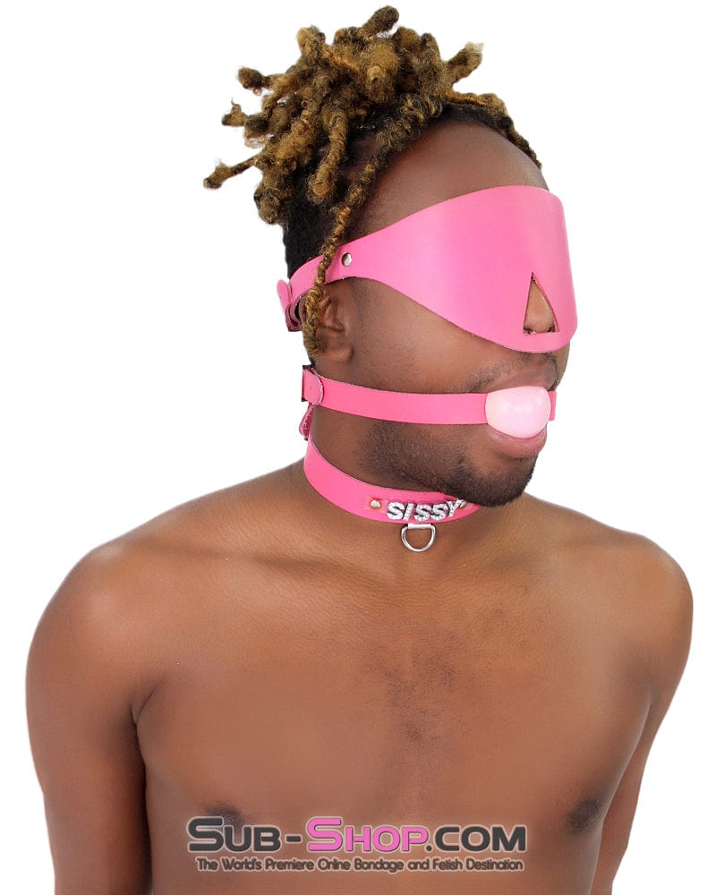 7176A-SIS      SISSY Man Boi Hussy Hot Pink Feminization Leather Rhinestone Letter Collar - Image 16