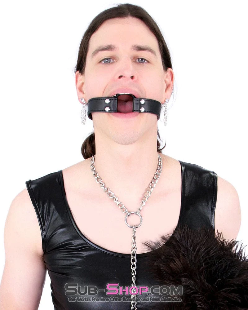 8958DL-SIS Sissy Mistress Slave Bondage Basics Leatherette Open Mouth Ring Gag - Image 2