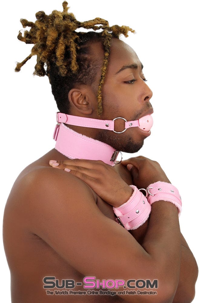 2356MQ-SIS Sissy Princess Pink Fur Lined Wrist Bondage Cuffs - Image 5