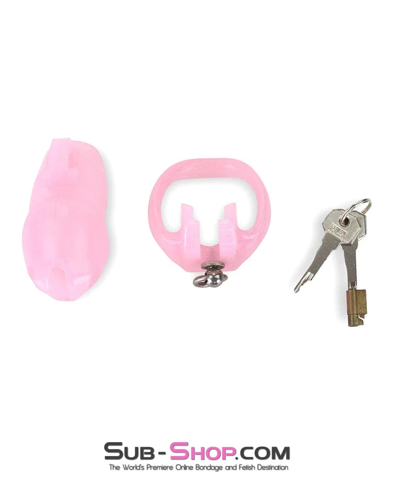7265M Sissy’s Clitty Leash Locking Pink Chastity with Lead Ring, Large Base Cock Ring Size - Image 7