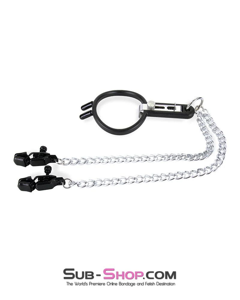 2702M-SIS      Sissy Slave Vixen Open Wide and Take It Mouth Spreader Dominant Female Gag with Nipple Clamps Set - Image 5