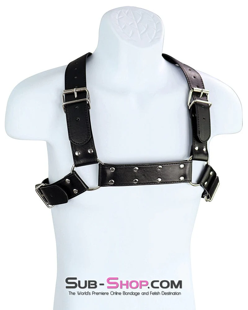 0559DL      Man's Wide Buckling Bondage Chest Harness - Image 4