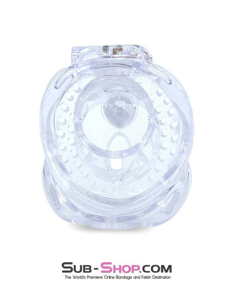 1583AR-SIS     Small Sissy Trap Dungeon Cage Clear High Security Full Coverage Male Chastity Device - Image 3
