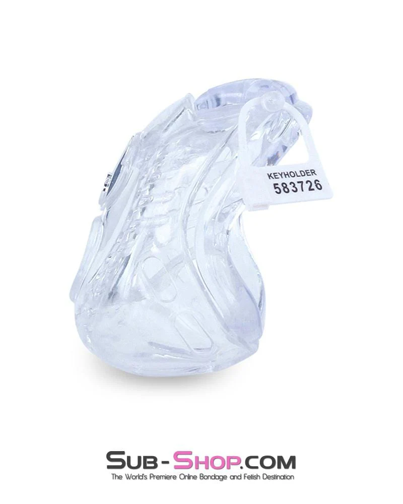 1583AR-SIS     Small Sissy Trap Dungeon Cage Clear High Security Full Coverage Male Chastity Device - Image 4
