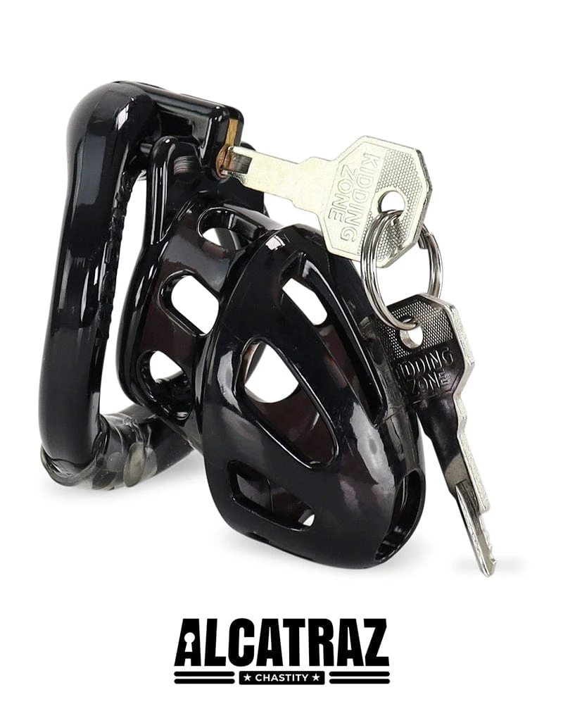 0862AR-SIS      Sissy Whore Locking Black Chastity Cock Cage, Medium Base Ring - Image 7