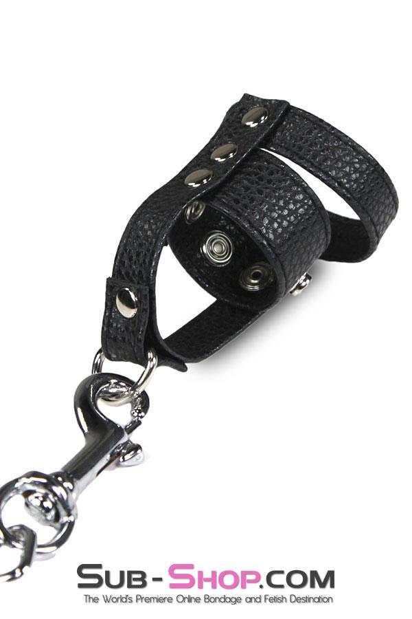 3786HS-SIS Sissy's Leather Ball Stretcher with Cock Ring - Image 6