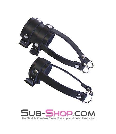 0788A-SIS Sissy's Leather Buckling Ball Stretcher Bondage Strap - Image 2