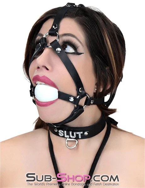 6844A SLUT Rhinestone Collar, Black Leather - Image 22